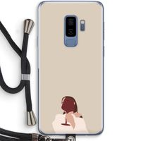 I drink wine: Samsung Galaxy S9 Plus Transparant Hoesje met koord