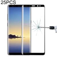 25 stuks voor Galaxy Note 8 0.3 mm 9H oppervlakte hardheid 3D gebogen Silk-scherm volledig scherm gehard glas screen protector (zwart)