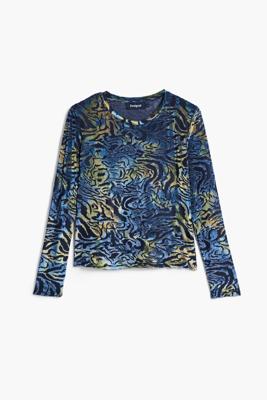 Velvet-textuur T-shirt - BLACK - XL