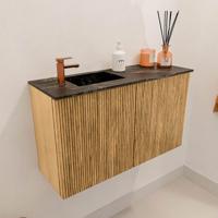 Toiletmeubel Mondiaz Joya Dlux | 70 cm | Meubelkleur Oak | Faye wastafel Lava Wasbak Links | 1 kraangat