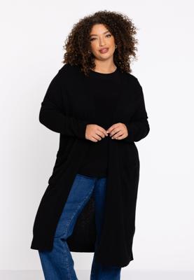 Yoek Cardigan lang Wolmix | Zwart | Maat 46/48