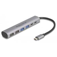 Delock 64232 64232 USB-hub 4 + 2 poorten USB-A, USB-C USB 3.2 Gen2 10 GBit/s Met USB-C stekker Grijs