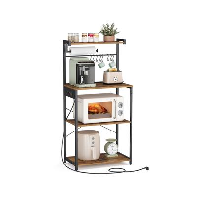 Keukenrek met stopcontact en verstelbare planken, vintage bruin + inktzwart