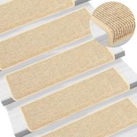 Trapmatten 15 st 65x21x4 cm lichtbeige met rechthoekige rand