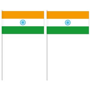 Zwaaivlaggetjes India - 10x - papier - 12x24 cm - vlag op stokje - feest