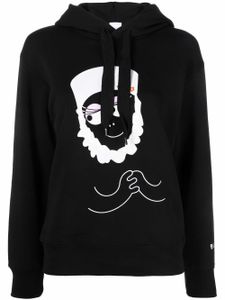 Patou hoodie en coton à imprimé graphique - Noir