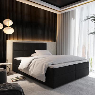 OP=OP Opberg Boxspring 140 x 200 Zwart Velvet - Zonder Hoofd- en voetbord