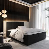 OP=OP Opberg Boxspring 140 x 200 Zwart Velvet - Zonder Hoofd- en voetbord