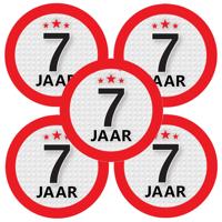 7 jaar leeftijd sticker - 5x - rond - Dia 9 cm - 7 jaar verjaardag - jubileum - leeftijd versiering