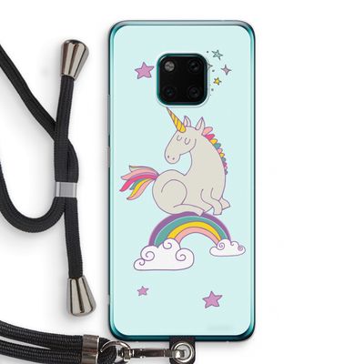 Regenboog eenhoorn: Huawei Mate 20 Pro Transparant Hoesje met koord
