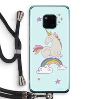 Regenboog eenhoorn: Huawei Mate 20 Pro Transparant Hoesje met koord