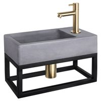 Differnz Differnz Force fonteinset beton donkergrijs - kraan recht - met handdoekrek mat goud Differnz Differnz Force fonteinset beton donkergrijs - kraan recht - met handdoekrek mat goud