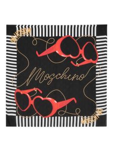 Moschino foulard en soie à logo imprimé - Noir