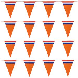 Bellatio Decorations - Oranje Holland vlaggenlijnen - 4x stuks van 10 meter