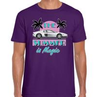 Toppers verkleed T-shirt heren - The summer is Magic - paars - Miami auto - Tropische feestkleding