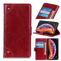 Koper Buckle nappa textuur horizontale Flip lederen case voor Galaxy A40 met houder & kaartsleuven & portemonnee (wijn rood)