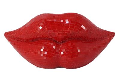 Decoratie DISCO LIP 30cm 3D mozaïek lippen rood - 48037