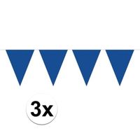 3 stuks Vlaggenlijnen/slingers XXL blauw 10 meter