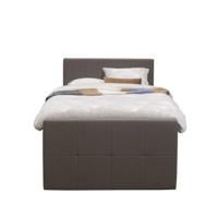 Leen Bakker - Boxspring Met Voetbord Liv Geblokt - Donker - 120x200 Cm - Slanke Poot - Stof - Bruin