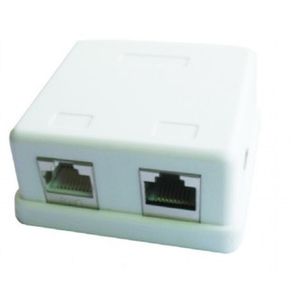 Two jack surface mount box with 2 CAT5e half-shielded keystone jacks