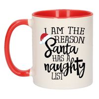 I am the reason Santa has a naughty list koffiemok / theebeker rood kerstcadeau 300 ml    - - thumbnail