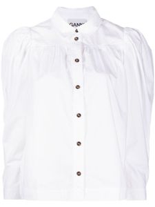 GANNI chemise en coton biologique à manches bouffantes - Blanc