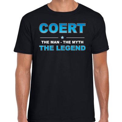 Naam cadeau t-shirt Coert - the legend zwart voor heren