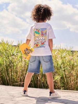 Jongensshirt met motief op de voor- en achterkant wit