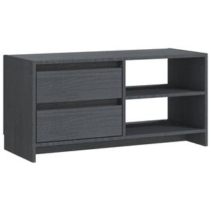 The Living Store Houten Tv-meubel - Grenenhout - 80 x 31 x 39 cm - Grijs