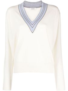 SANDRO striped V-neck jumper - Blanc