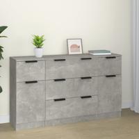 3-delige Dressoirset bewerkt hout betongrijs