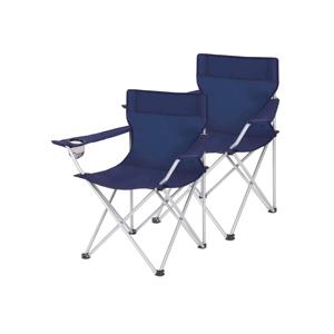 Set van 2 campingstoelen met armleuningen en bekerhouder, Donkerblauw