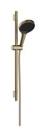 Hansgrohe Rainfinity doucheset 130 3jet met glijstang S Puro 65 cm, push-schuifstuk en Designflex textiel doucheslang 160 cm, Brushed Bronze