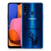 Samsung Galaxy A20s Silicone-hoesje Gun Don't Touch My Phone - thumbnail