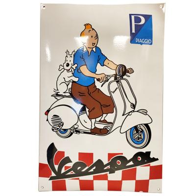 Piaggio Vespa Emaille Bord - Kuifje Editie - 60 x 40 cm