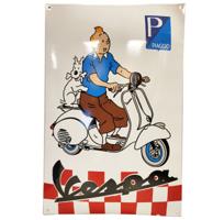 Piaggio Vespa Emaille Bord - Kuifje Editie - 60 x 40 cm Piaggio Vespa Emaille Bord - Kuifje Editie - 60 x 40 cm
