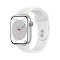 Apple Watch Series 8 GPS + CEL 45MM Zilver Alu - Sportband Wit - thumbnail