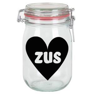 Cadeau voorraadpot - zus - glas - 11 x 11 cm - 1 liter - verjaardag cadeau - snoeppot