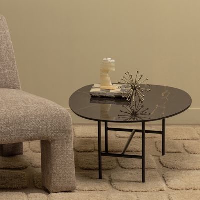 WOOOD Exclusive Salontafel 'Vajen' Marmerlook, 70 x 70cm, kleur Zwart