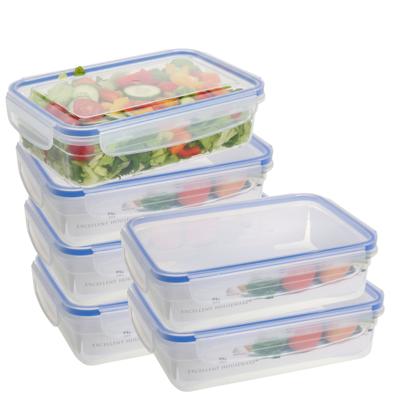 Vershoudbakje - 6x - 1400 ml - transparant - kunststof - 23 x 16 x 6,5 cm - Luchtdicht afgesloten