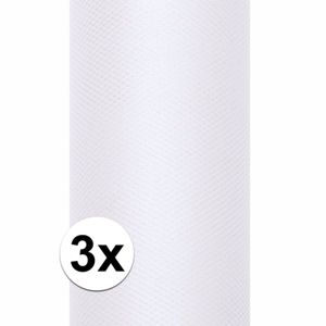 3x Rollen tule stof wit 15 cm breed