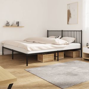 Bedframe met hoofdbord metaal zwart 193x203 cm