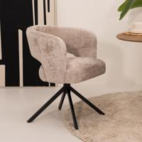 Tower Living Draaibare Eetkamerstoel 'Mura' Chenille, kleur Beige