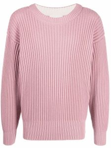 AMI Paris pull en maille côtelée à col ras du cou - Rose
