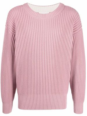 AMI Paris pull en maille côtelée à col ras du cou - Rose