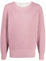 AMI Paris pull en maille nervurée à col ras du cou - Rose