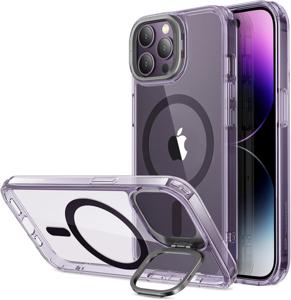 iPhone Classic Hybrid Case with Stash Stand (HaloLock) Clear Purple