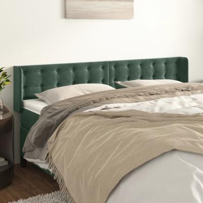 Hoofdbord met randen 203x16x78/88 cm fluweel donkergroen