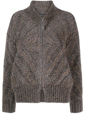 Fabiana Filippi cardigan à fermeture zippée - Marron