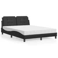 Bed met matras kunstleer zwart 140x200 cm
